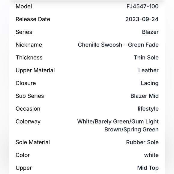 NIKE BLAZER MID 77 CHENILLE SWOOSH GREEN FADE SNEAKERS SIZE 6 - Picture 14 of 14